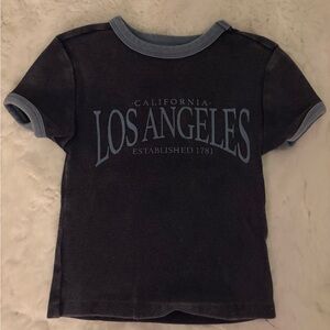 Black and Blue Crop Top with Los Angeles Print